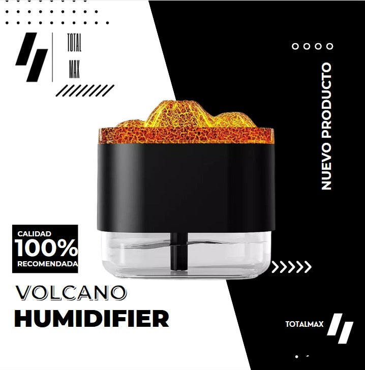Estilo y bienestar en uno: humidificador con luces y efecto volcán