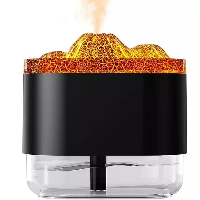 Estilo y bienestar en uno: humidificador con luces y efecto volcán